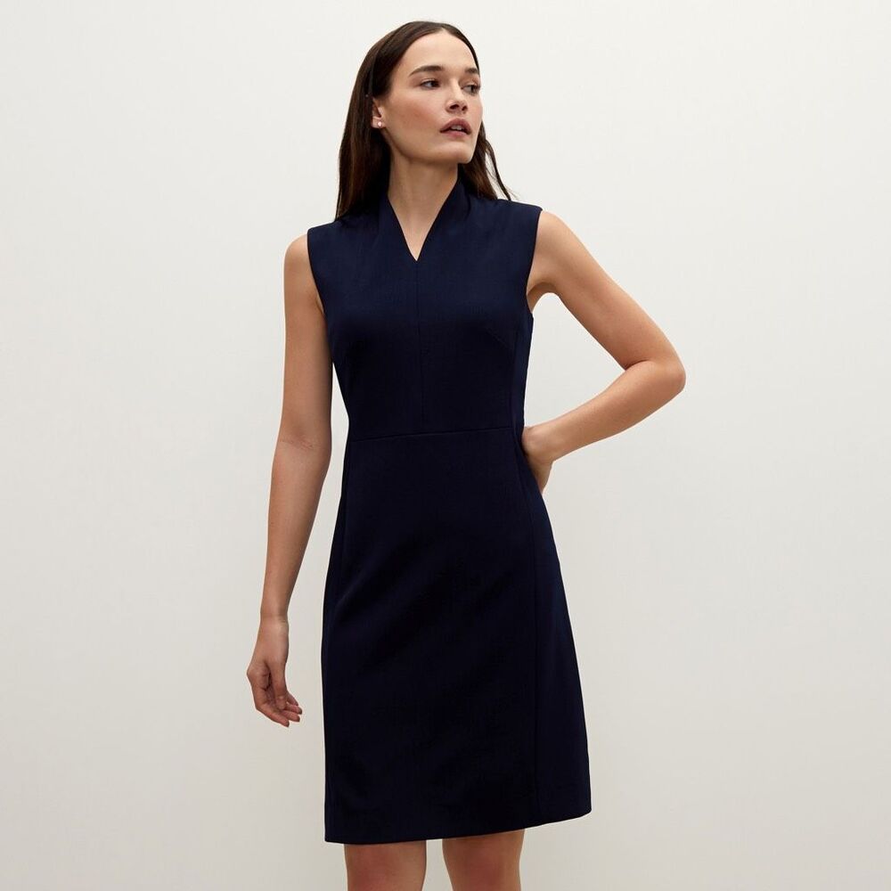 M.M. LaFleur Aditi dress v neck navy women's size 4 NEW WITH TAGS